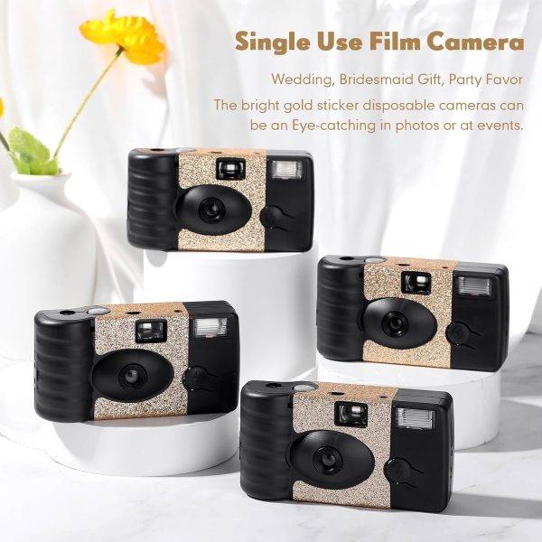 4 Pcs Disposable Camera Single Use Film Camera One Time Camera for Photography with Flash Color Film for Wedding, Anniversary, Travel, Camp, Party Supplies, Birthday Gift (Classic Style) - Image 2