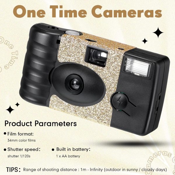4 Pcs Disposable Camera Single Use Film Camera One Time Camera for Photography with Flash Color Film for Wedding, Anniversary, Travel, Camp, Party Supplies, Birthday Gift (Classic Style) - Image 3