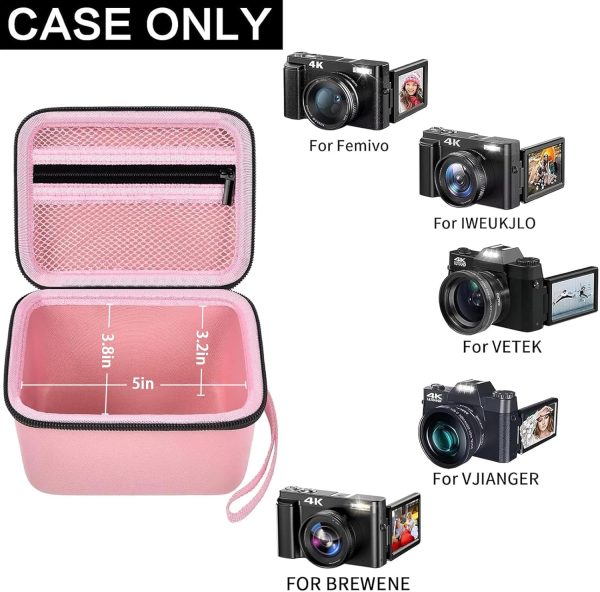 Vlogging Camera Case Compatible with for Duluvulu/for VJIANGER/for JGIPL/for TEBNGIHNM 4K Digital Cameras for Youtube. Vlog Camera Carrying Storage for Lens, Cable and Other Accessories - Pink - Image 2